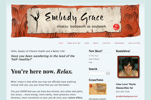 Grace in Gravity site, banner by Amy Crook