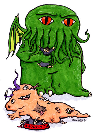 Weeble Cthulu and Shoggoth by Amy Crook